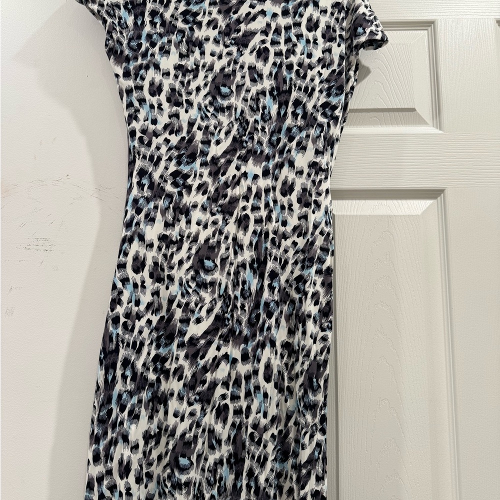 Hugo Boss Black and White Leopard Print Midi Dress